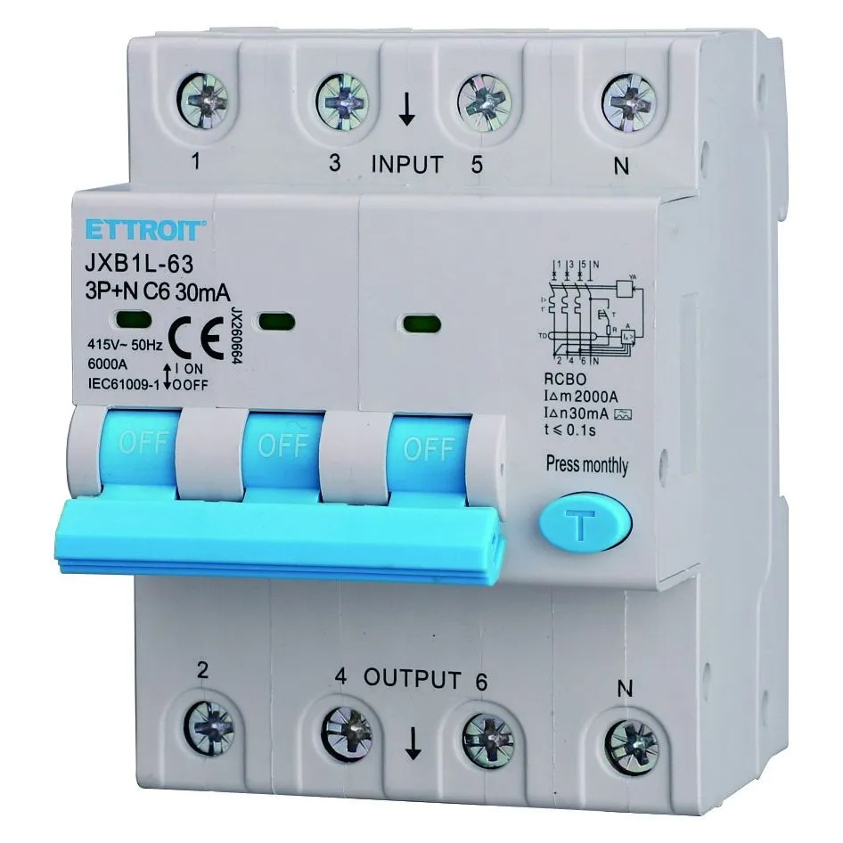 Magnetotermico Differenziale 3P+N 6A 30mA 380V-6KA CLASSE A