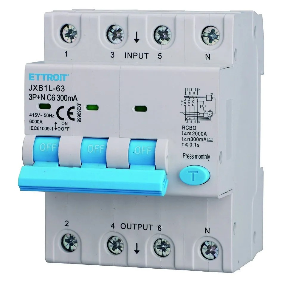 Magnetotermico Differenziale 3P+N 6A 300mA 380V-6KA CLASSE A