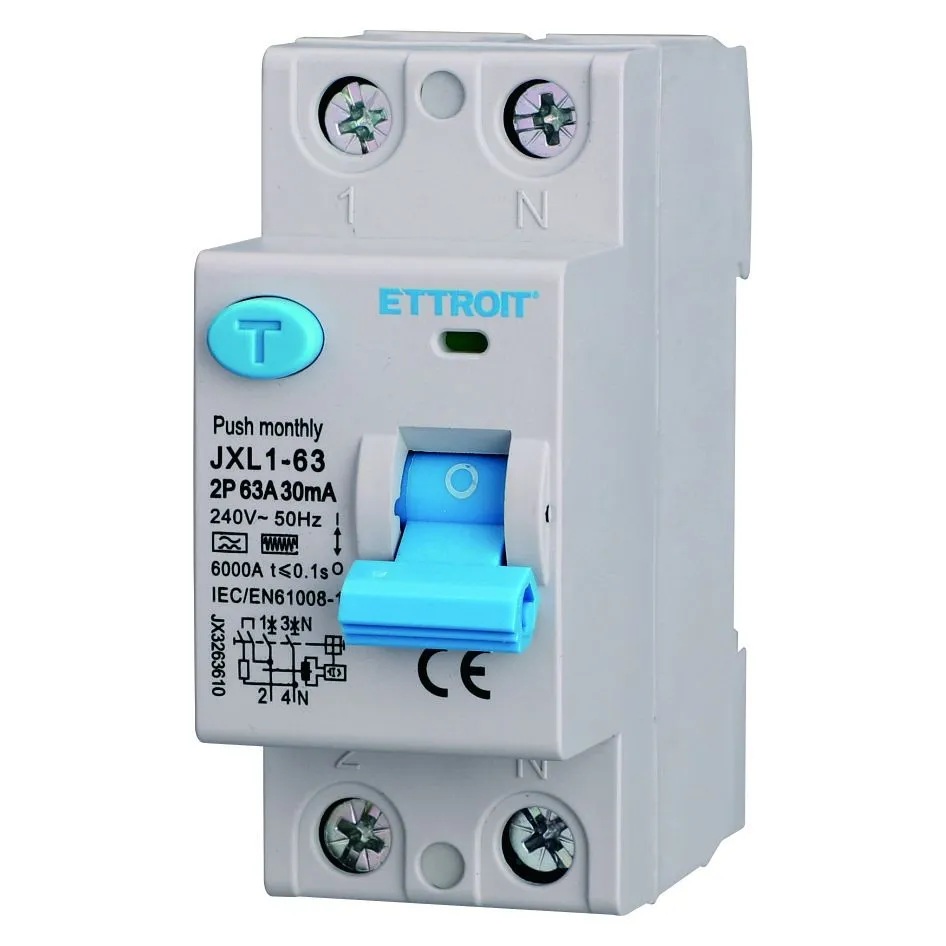 Interruttore Differenziale Puro 2P 63A 30mA 220V-6KA CURVA F