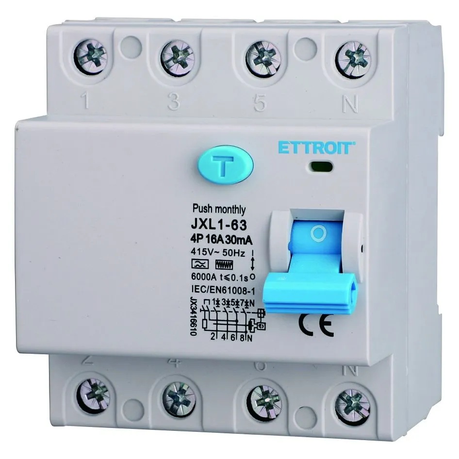 Interruttore Differenziale Puro 4P 16A 30mA 380V-6KA CURVA F
