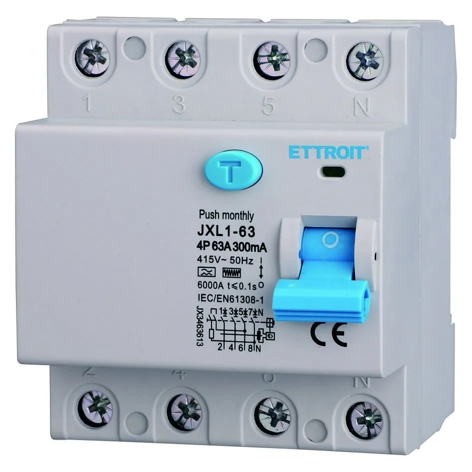 Interruttore Differenziale Puro 4P 63A 300mA 380V-6KA CURVA F